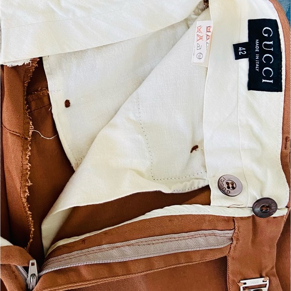 Vtg Gucci cotton pants, size 42 Italian. Nice cut, rich brown, great condition - Picture 4 of 8